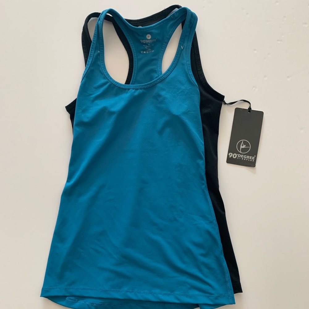 NWT Racerback gym loose fit tank top blue black, S